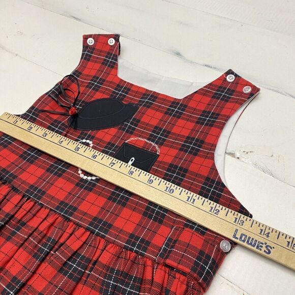 Bailey Boys Classic Heirloom Applique Dress Red Black Tartan Girls 6X Hat Purse - Picture 8 of 9